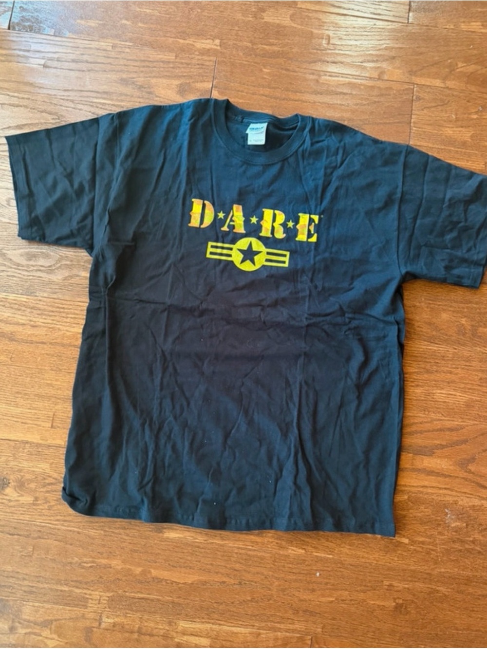 Gildan Black Short Sleeve Tee with Yellow D.A.R.E. Logo